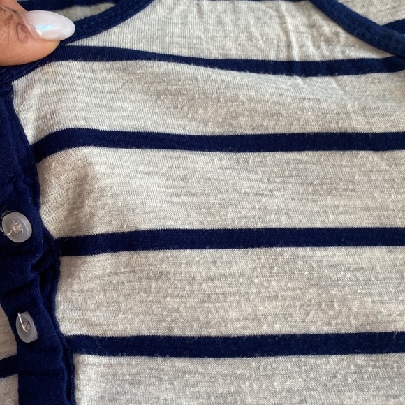 3/$15 Comfy casual blue white striped button up nautical tank top sz small - Picture 9 of 9